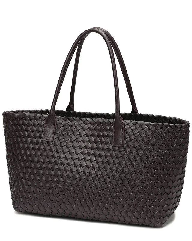 Tiffany & Fred Paris Large Hand-Woven Leather Tote