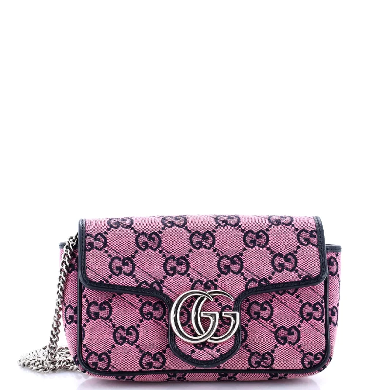 GG Marmont Flap Bag Diagonal Quilted GG Canvas Super Mini