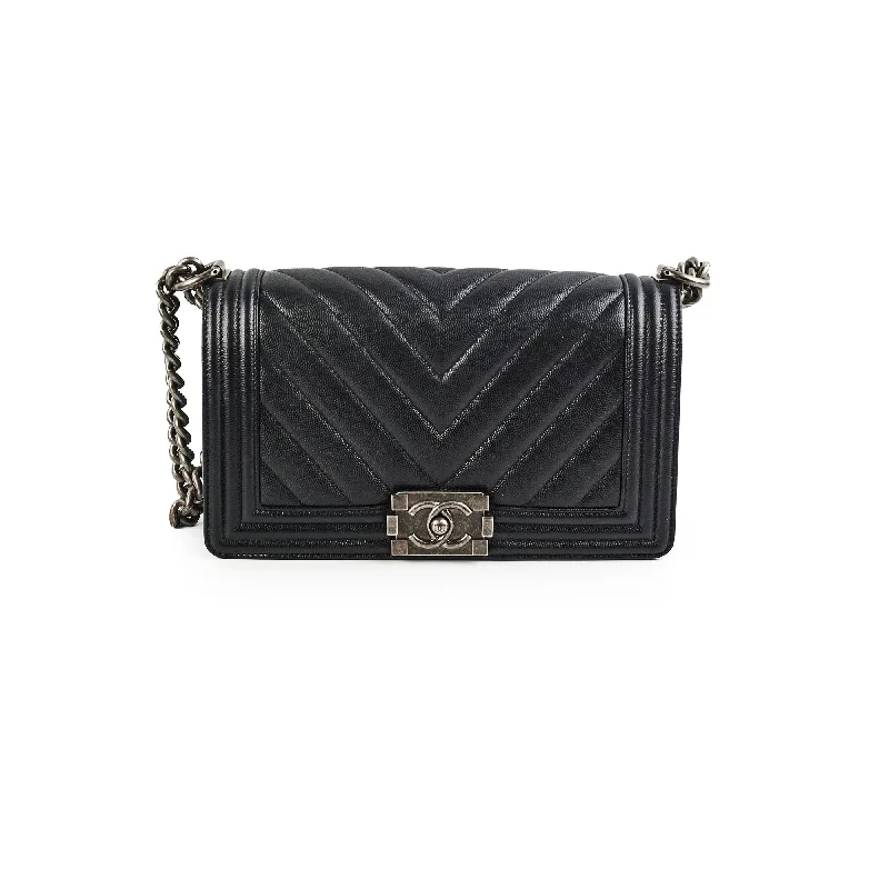 Chanel Caviar Old Medium Boy Black