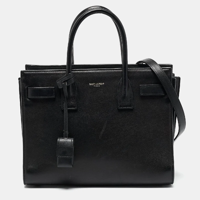 Saint Laurent Black Leather Baby Classic Sac De Jour Tote