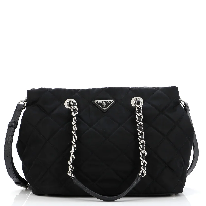 Chain Zip Tote Quilted Tessuto Medium