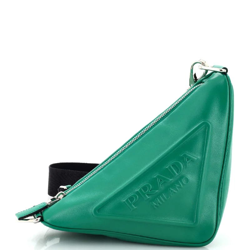 Triangle Logo Zip Crossbody Bag Leather Small