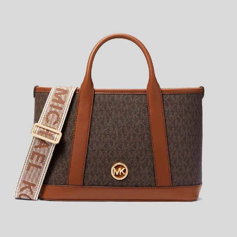 MICHAEL KORS Luisa Small Signature Logo Satchel Brown 30R4G99T1V