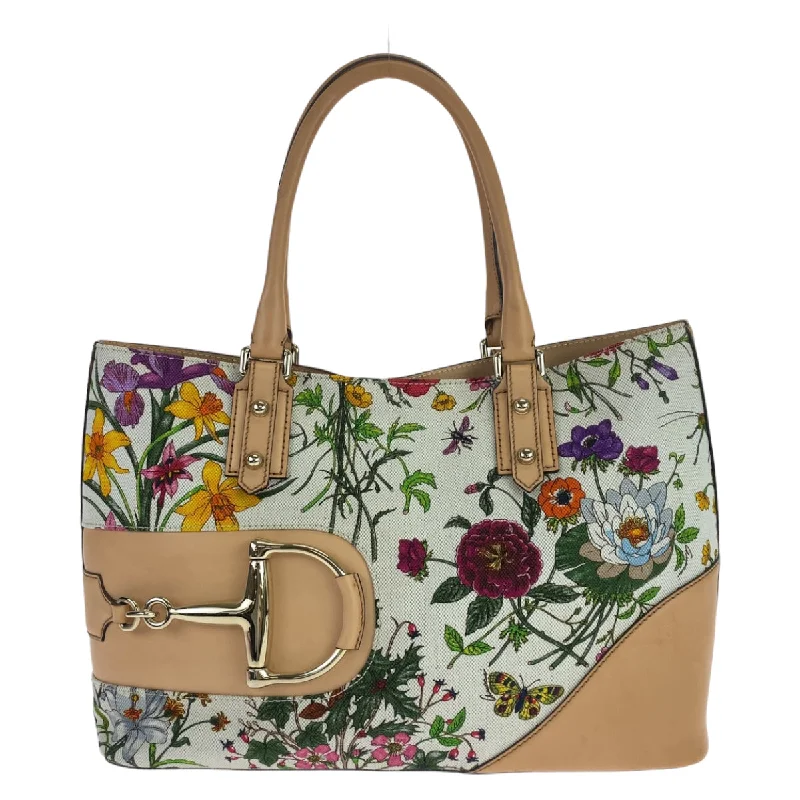 Gucci Horsebit Flora Canvas Leather Tote Bag