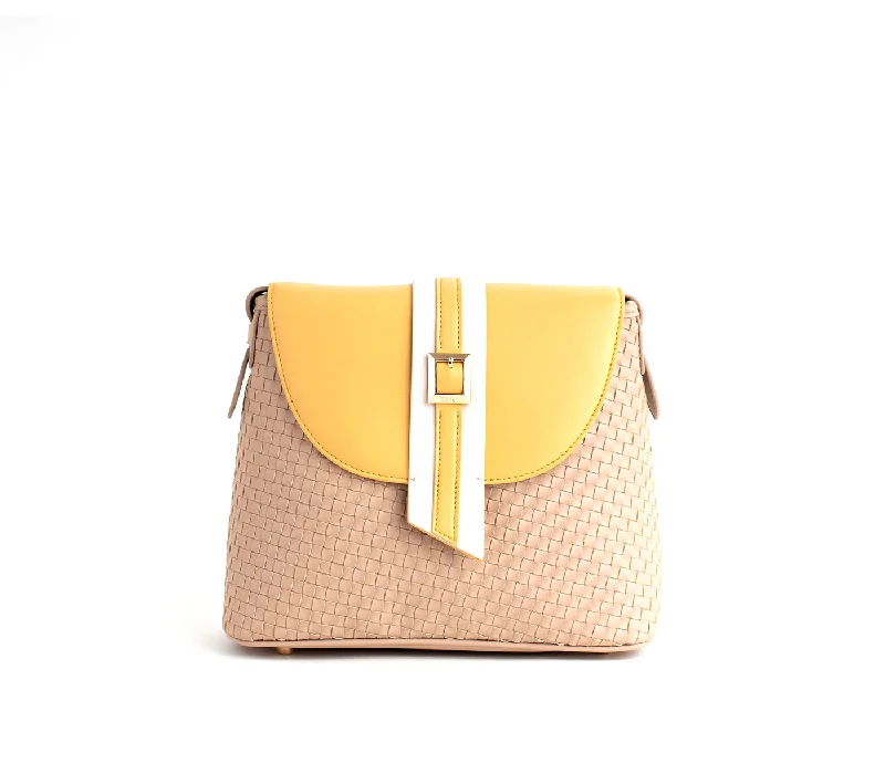 Kate - Nude Vegan Basket Weave Bag