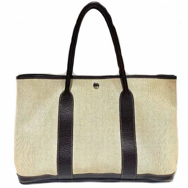 Hermes Canvas Leather Garden Party PM Tote Bag