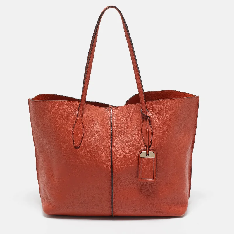 Tod's Orange Leather Medium Joy Shopper Tote