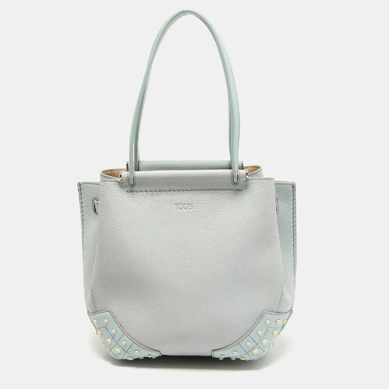 Tod's Light Blue Leather Wave Tote