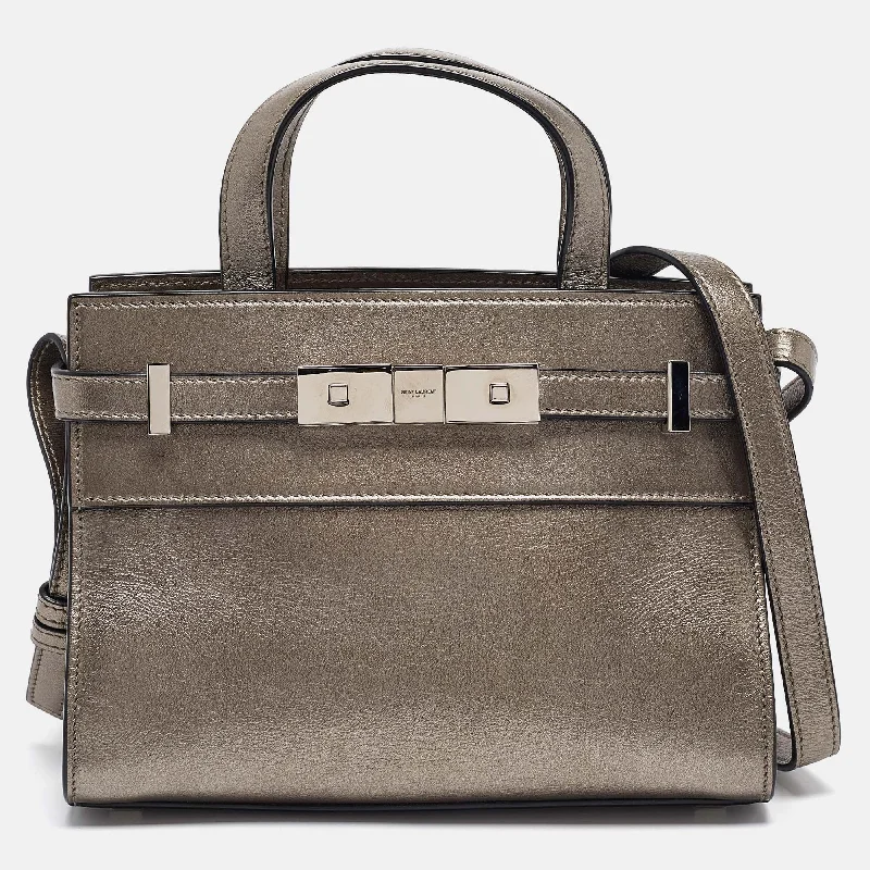 Saint Laurent Metallic Leather Nano Manhattan Tote