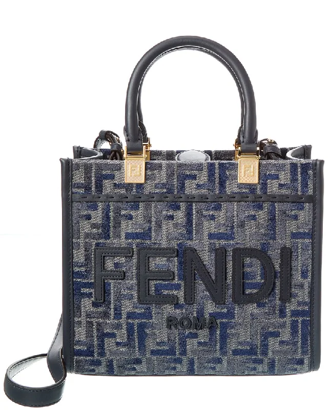 FENDI Sunshine Small FF Chenille & Leather Tote