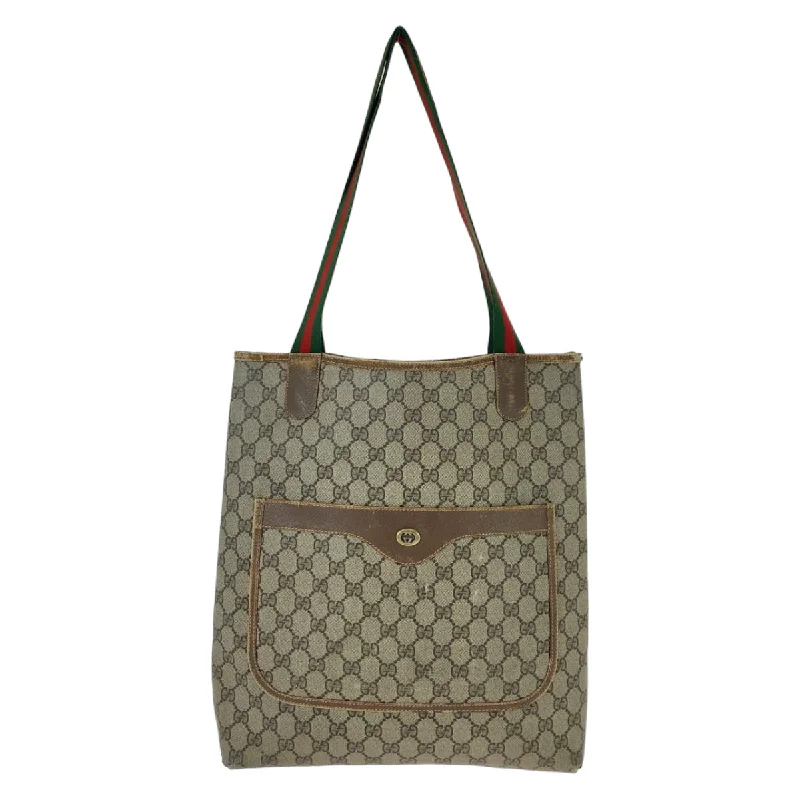 Gucci Vintage GG Supreme Canvas Leather Tote Bag