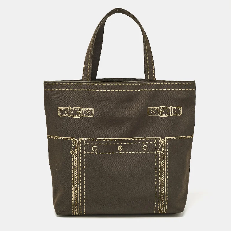 Yves Saint Laurent Brown Fabric Trompe L'oeil Tote