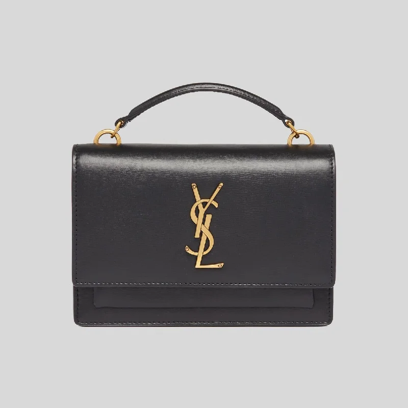 SAINT LAURENT YSL Sunset Chain Wallet In Smooth Leather Black 533026D422W