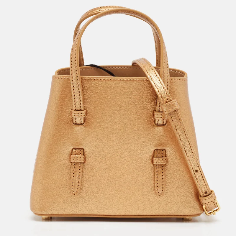 Alaia Gold Leather Mina 16 Tote