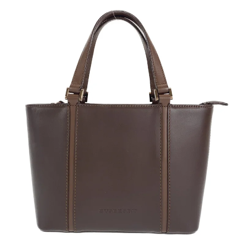 Burberry Leather Tote Bag Brown Gold Hardware