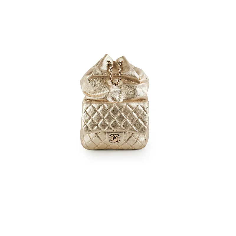 Chanel Metallic Quilted Small Backpack Gold