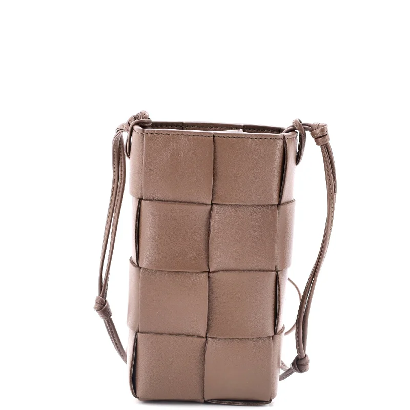 Cassette Phone Holder Crossbody Bag Maxi Intrecciato Leather