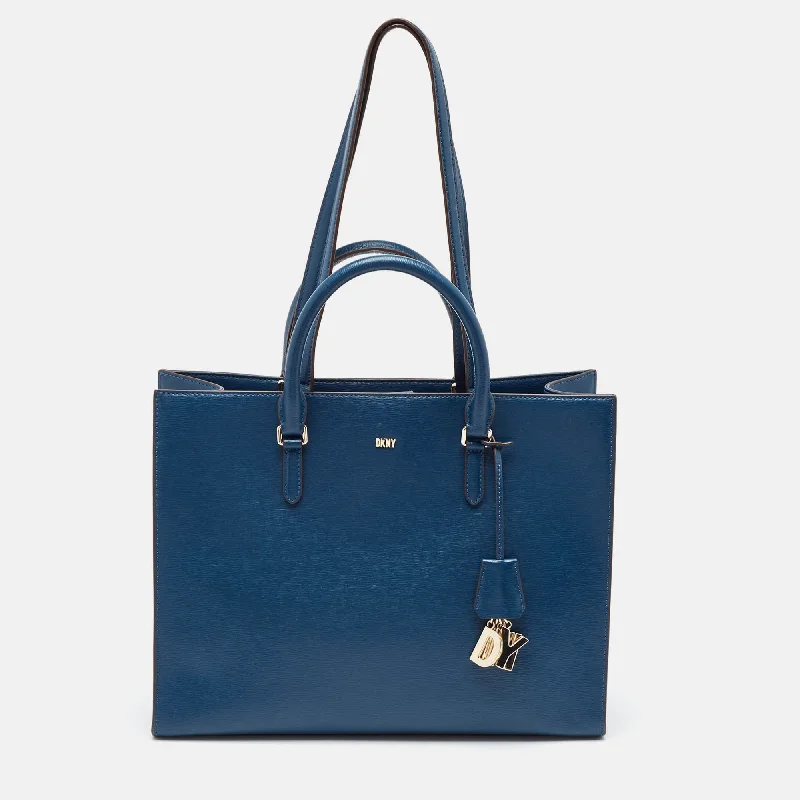 Dkny Blue Leather Perri Box Tote