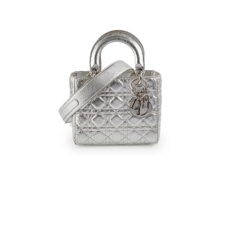 Christian Dior Lady Dior Small Metallic Silver