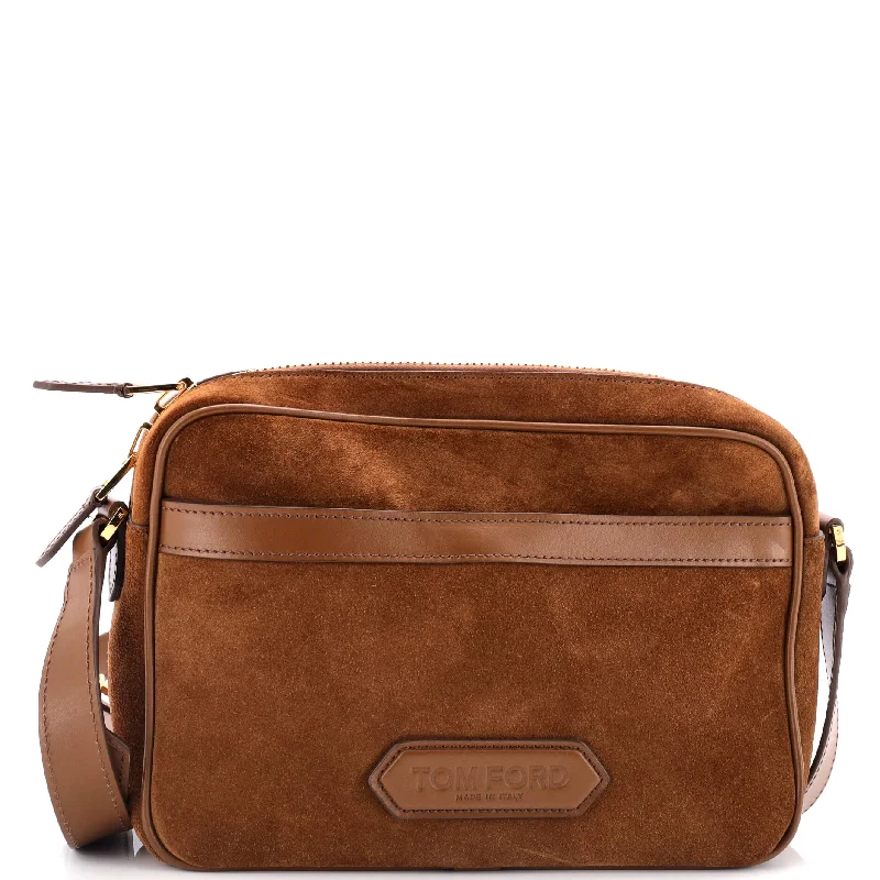 Front Pocket Messenger Bag Suede and Leather