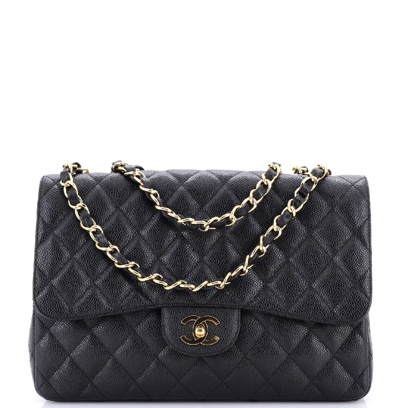 Classic Single Flap Bag Quilted Caviar Jumbo