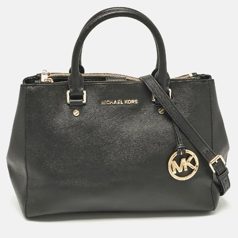 Michael Kors Black Leather Medium Sutton Tote