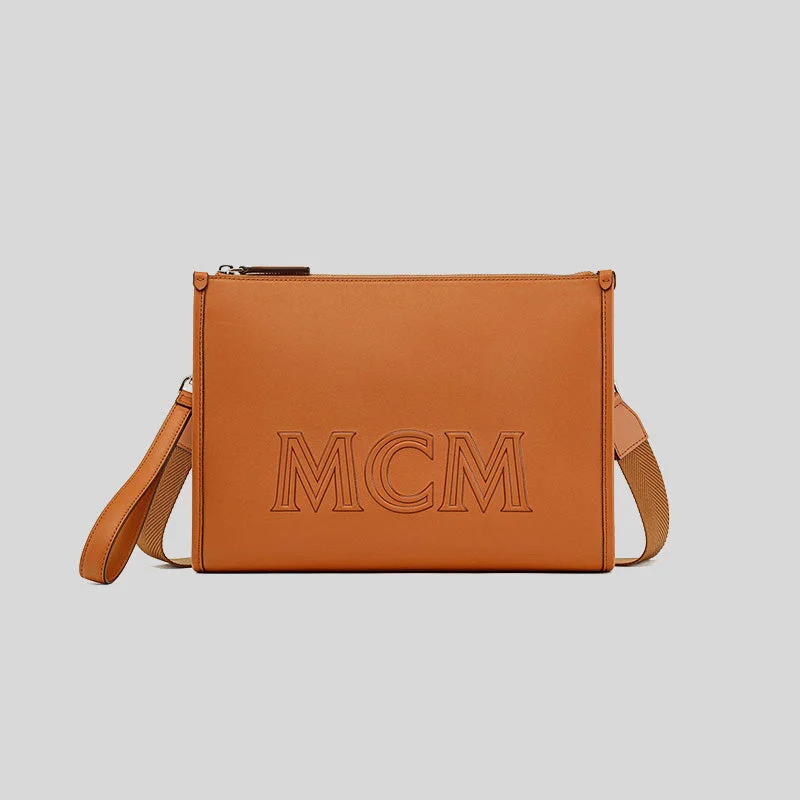 MCM Aren Crossbody Pouch in Spanish Calf Leather Cognac MMRDATA03CO001