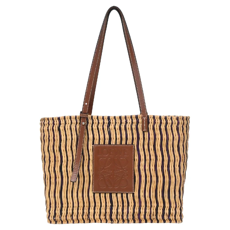 Loewe x Paula Ibiza Small Basket Tote Bag in Multicolor Raffia and Leather