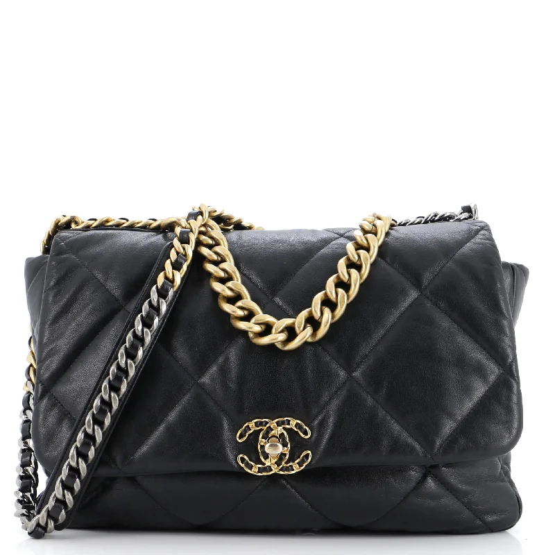 19 Flap Bag Quilted Leather Maxi