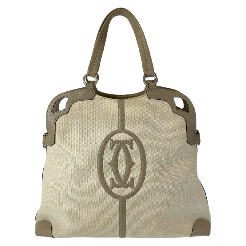 Cartier Marcello Canvas Leather Tote Bag