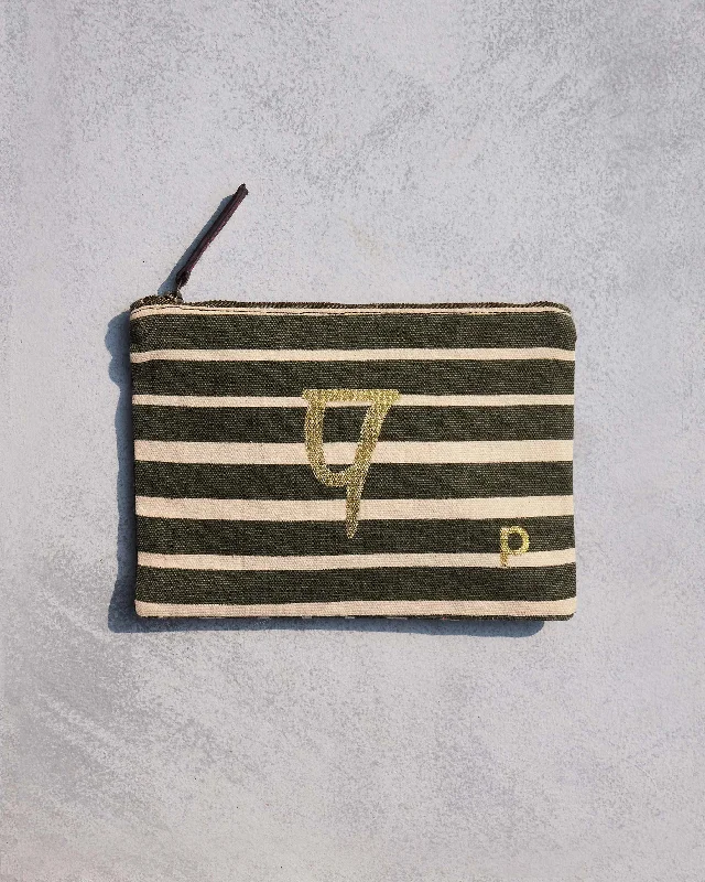 Alphabet P Pouch - Olive Night