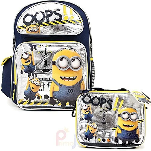 Despicable Me 2 Minions 16" Large School Backpack Lunch Bag Set - Oops!