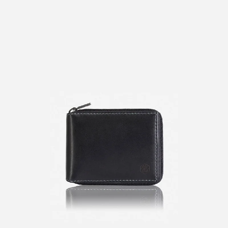 Jekyll & Hide Texas Large Zip Around Wallet With Coin, Black