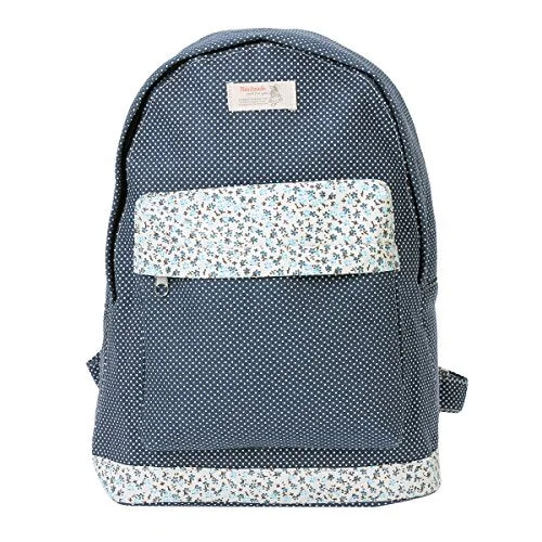 Damara Sweet Polka Dot School Bags Canvas Backpack Rucksack,Blue