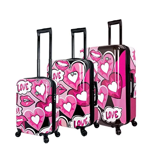 Mia Toro Italy Amore Hardside Spinner Luggage 3 Piece Set-Pink