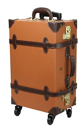 MOIERG Trolley Luggage Vintage suitcase with TSA Lock [81-55035-72](X-Small, Camel)