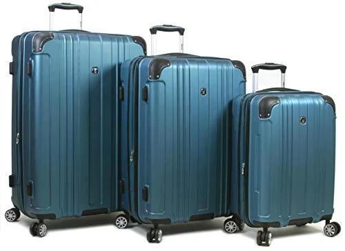 Dejuno Kingsley Abs 3-Piece Hardside Spinner Luggage Set-Turquoise