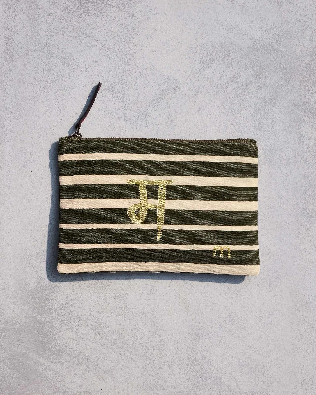 Alphabet M Pouch - Olive Night