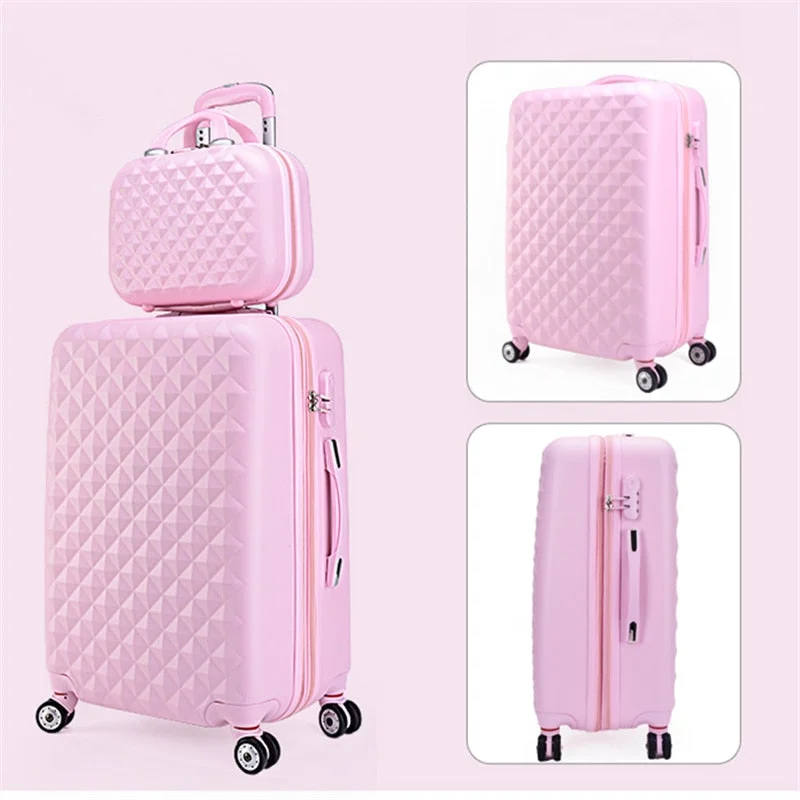 Wholesale!14 28Inches(2 Pieces/Set) Large Capacity Abroad Travel Trolley Luggage Set For