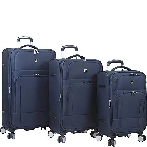 Dejuno Symphony Lightweight 3-Piece Spinner Luggage Set-Navy