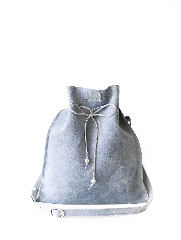 Sky Blue Suede Pouch Bag