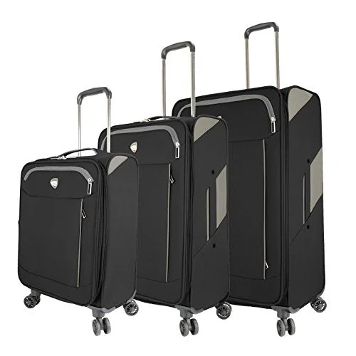 Mia Toro M1133-03pc-blk Italy Viareggio Softside Spinner Luggage 3pc Set, Black