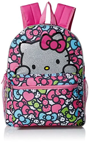 Hello Kitty Girls' Glitter 16 Inch Backpack, Pink