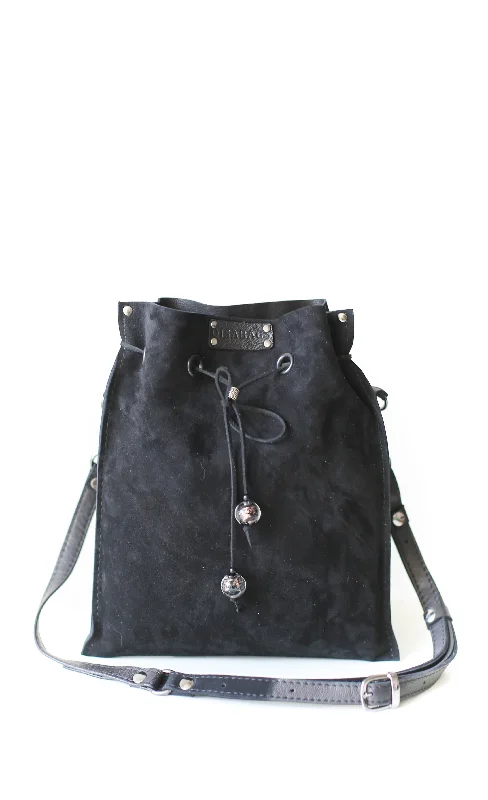 Black Suede Pouch Bag