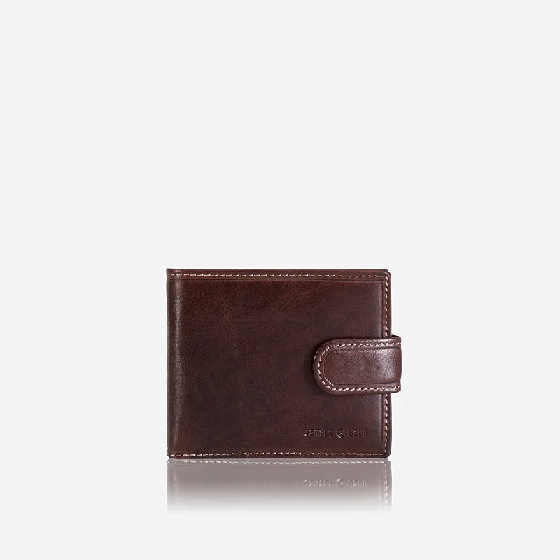 Jekyll & Hide Oxford Billfold Wallet With Coin And Tab Closure, Coffee