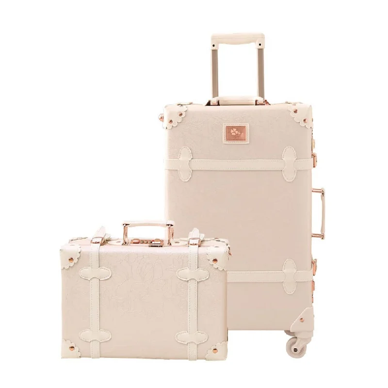 Travel Vintage Luggage Sets Cute Trolley Suitcases Set Lightweight Trunk Retro Style For Women