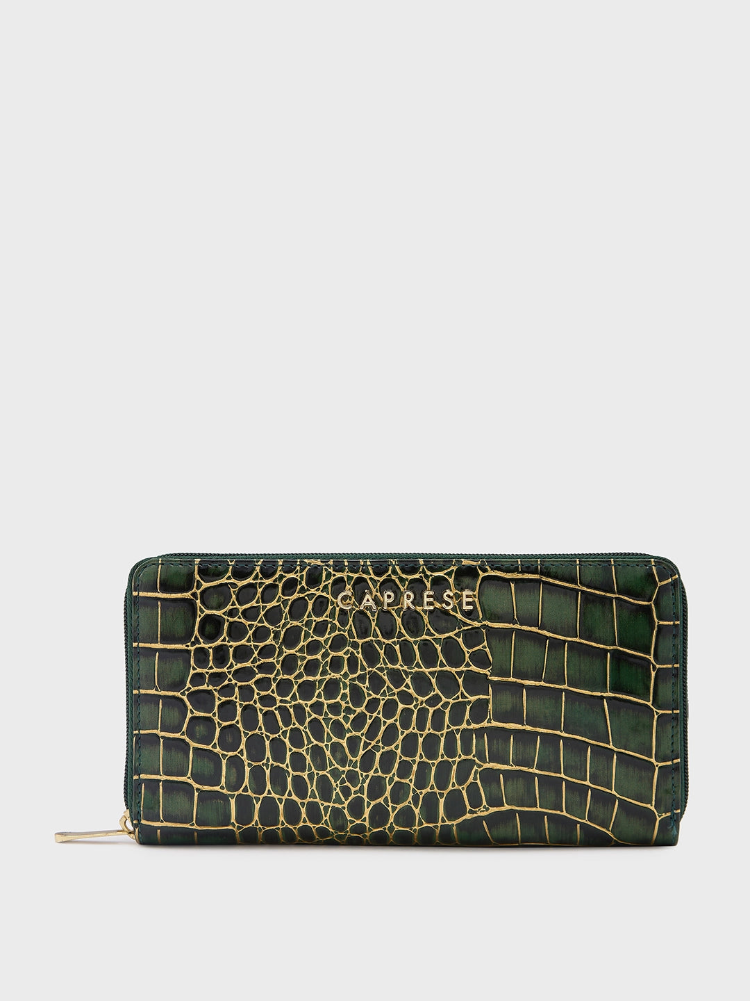 Caprese Miranda Zip Around Wallet Large Croco Green