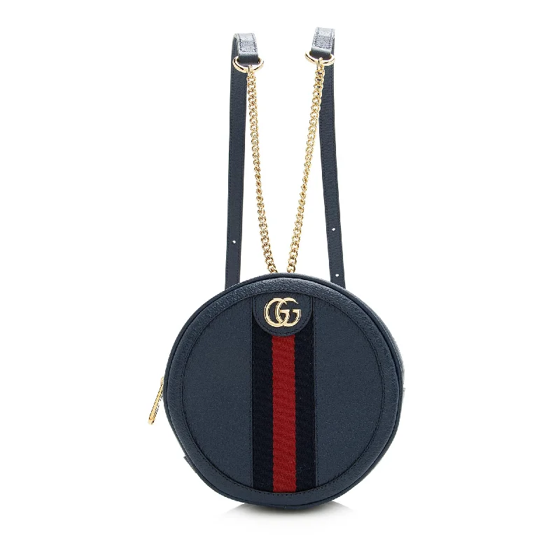 Gucci Leather Ophidia Round Mini Backpack