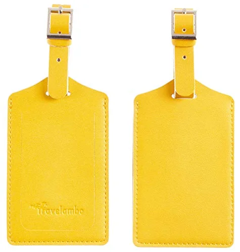 Travelambo Leather Luggage Bag Tags ( Energetic Yellow)