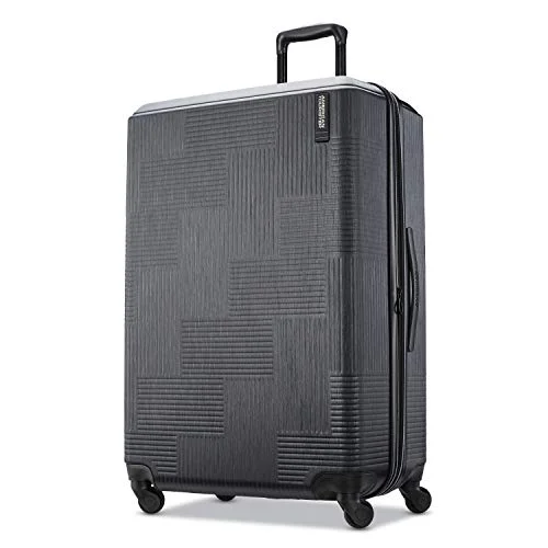 American Tourister Stratum XLT Expandable Hardside Luggage with Spinner Wheels, Jet Black, Checked-Large 28-Inch